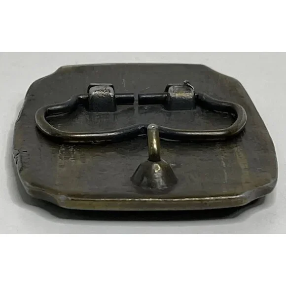 VINTAGE Wild Horses Solid Brass Belt Buckle Enamel U.S.A. Western Rustic Cowboy - Picture 8 of 10